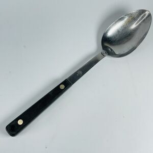 Vintage Flint Stainless Steel Serving Spoon Ladle USA Black Handle 12" Kitchen